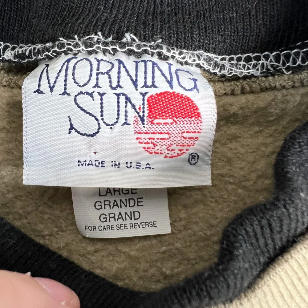 VTG Morning Sun Bird‎ Graphic Sweatshirt Mens Large Nature Wildlife 90s Winter
